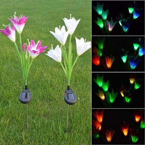 2 pièces guirlande lumineuse extérieure lys, en fer avec style moderne, pour patio et jardin