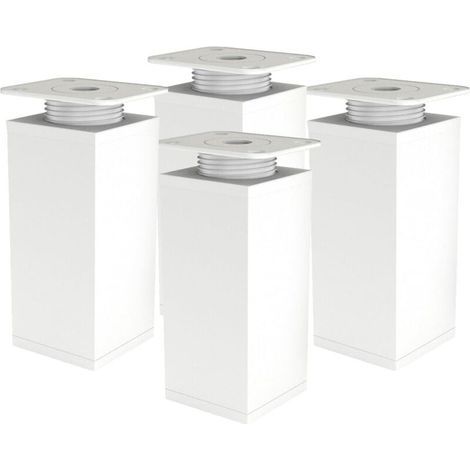 Pied de Meuble - Pied Reglable Pied Canapé - Pied Reglable pour Meuble - Lot de 4 - Angulaire 40x40mm - Pièces de Rechange en Métal - Accessoires de Montage Inclus - 120mm Blanc (1/4)