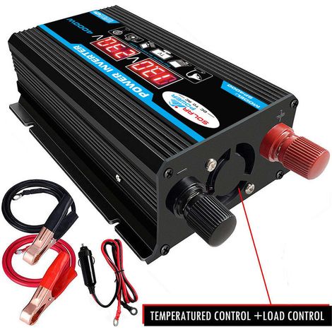 12 V 220 V reiner Sinus-Wechselrichter, 4000 W reiner Sinus-Wechselrichter-Transformator mit Fernbedienung und zwei Wechselstromsteckdosen für Wohnmobil-, Auto- und LKW-Steckdosen – Doppelte Wechselst (1/4)