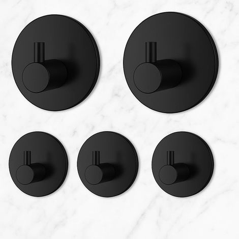 Ganchos de pared de alta resistencia que soportan una carga considerable ideales para baños, armarios y puertas de vestidores (paquete de 5). (1/5)