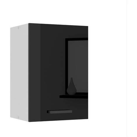Belini Hängeschrank Küche, Küchenschränke SG. Breite 40 cm. Oberschrank mit 1 Tür, Küchenhängeschränke, Wandschrank Hängend, Schwarz Hochglanz (1/5)