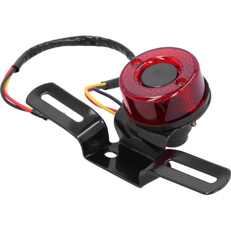 Feu arrière moto 12V avec support plaque, lampe stop universelle compatible Honda, éclairage LED, noir, étanche (1/5)