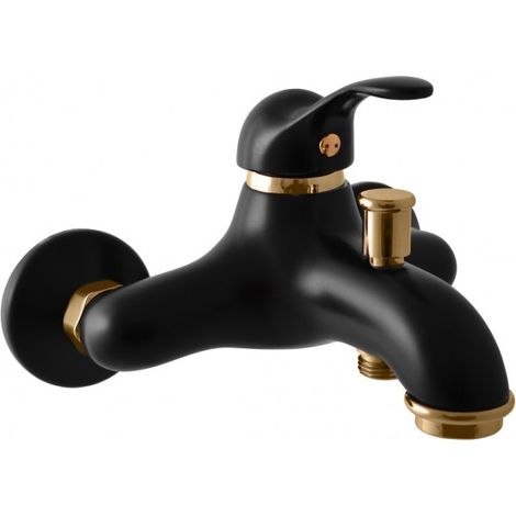 Mitigeur baignoire mural LABE en laiton noir mat-Noir-Noir-- (1/2)