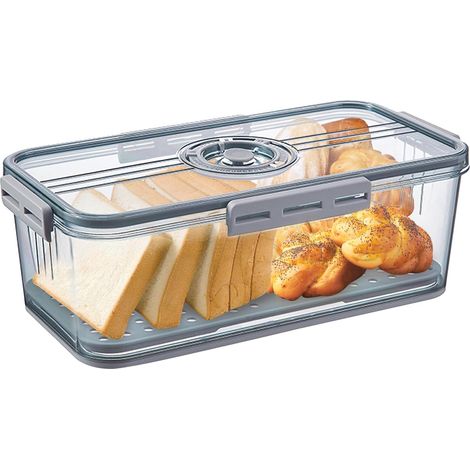 Brotkasten, Brotkasten, Brotkasten, Aufbewahrungsboxen aus Kunststoff mit Deckel – Aufbewahrungskorb – Brotkästen – stapelbare Kühlschrank-Aufbewahrungsbox (1/5)