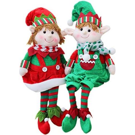 Elfe de Noël - Peluche Décorative en Coton et Feutre - Pour Porte, Intérieur Maison Bureau - 48 x 16 cm - 1 Pièce (1/5)