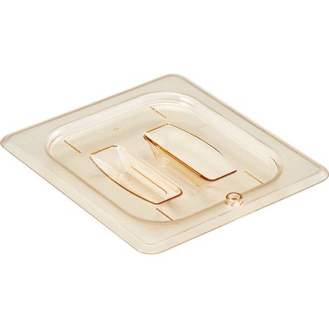 Couvercle avec poignée GN 1/6 - Haute température - 16.2 x 17.6 cm - Ambre - Lot de 6 - Cambro