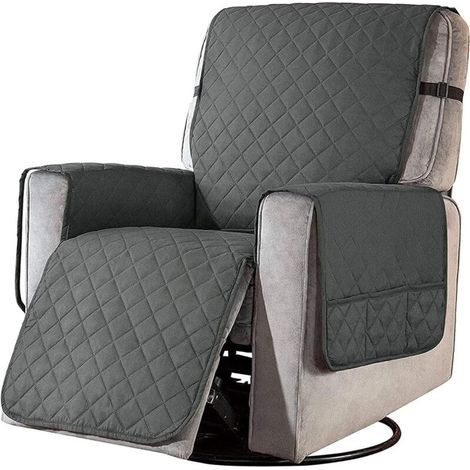 Funda para Sillón Relax Acolchada, Cubre Sillón Reclinable Suave, Protector Antideslizante para Sofá de 1 Plaza y Mascotas, Decorativa (Gris Oscuro)
