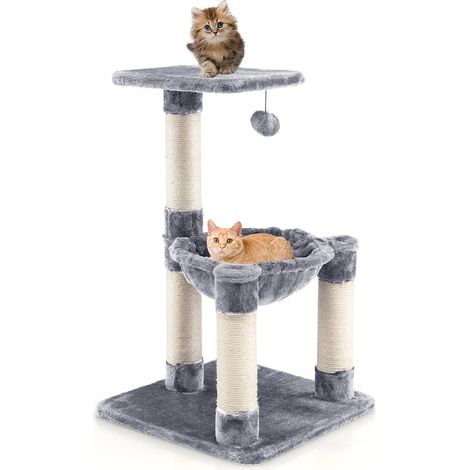 Costway – Arbre à chat griffoir sisal 64 cm – Hamac confortable et balle suspendue – Grande plate-forme 40 x 40 cm – Pour chats petits et moyens (1/5)