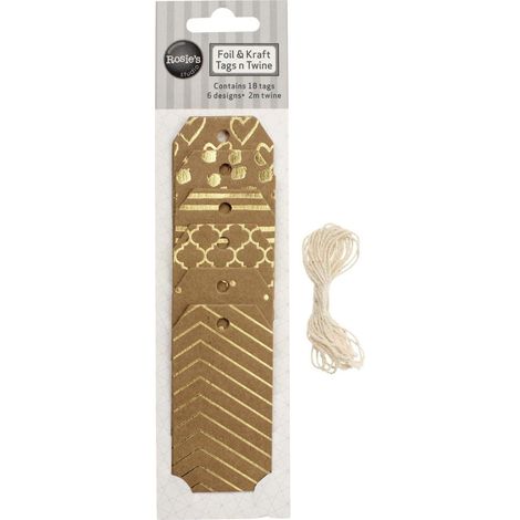 Glorex Geschenk-Anhänger Karton 9 x 4cm goldfarben bedruckt, 18 Stück Anhänger (1/2)