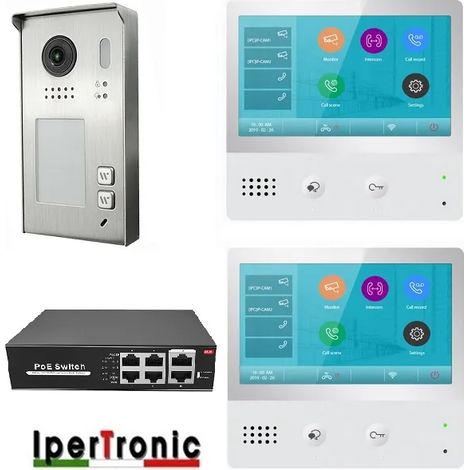 Kit Videocitofono IP Bifamiliare 7 pollici WIFI SD Ipertronic