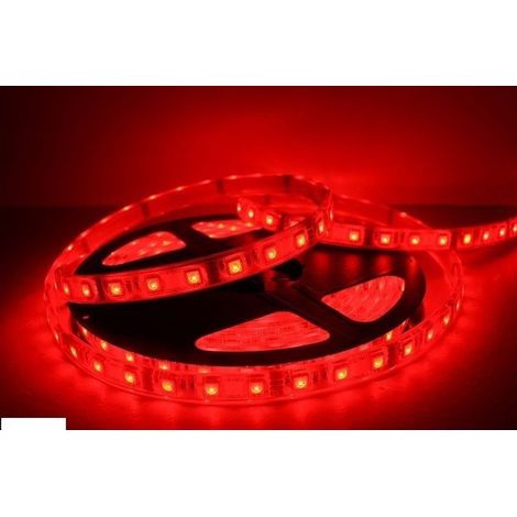 TrAdE Shop Traesio - Bobina Striscia Led 5050 Flessibile 5 Mt Adesiva Luce Interno Esterno Ip65 Strip - -Rosso -