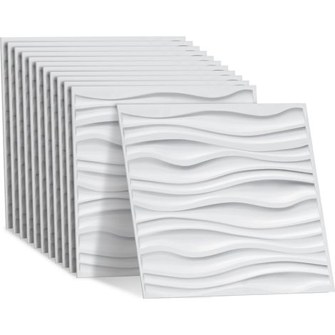 Pannello murale 3D da dipingere - confezione da 3 m² - lotto di 12 pezzi -  0,5x0,5 m - Bianco