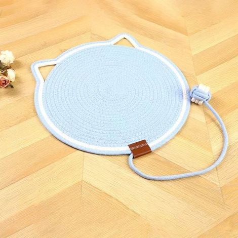 Rascador para gatos, alfombrilla rascadora de cuerda de algodón natural, rascador redondo horizontal de 43 cm para gatos de interior, sofás, Azul (1/2)