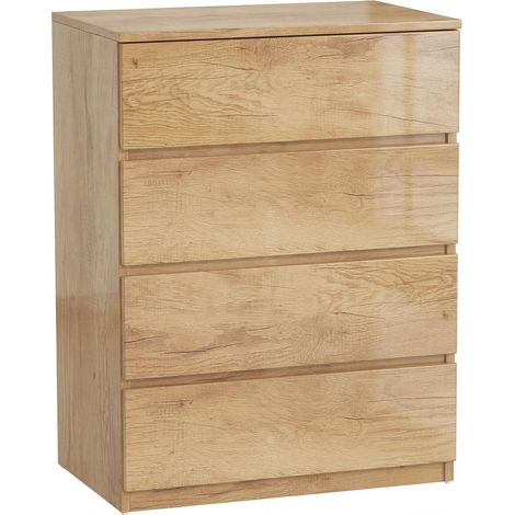 Commode 4 Tiroirs Meuble de Rangement Vêtements AoSenYunZhou 60x40x80 cm Finition Naturelle pour Chambre et Petits Espaces (1/4)