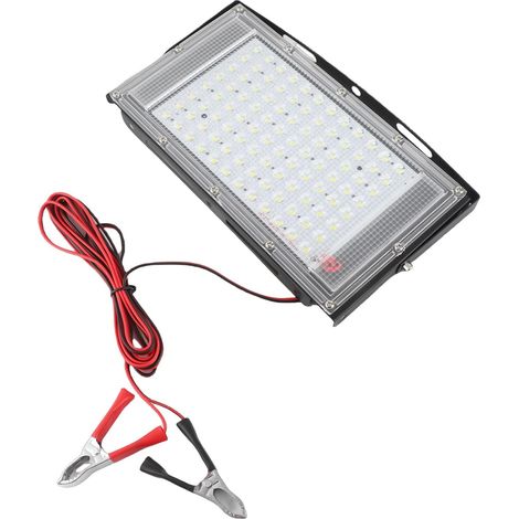 12v DC Fond Flood Low Tension, 100W Ultra Bright IP66 Éclairage D'urgence Extérieure LED Extérieur avec Clip D'alligator, Économie D'énergie, Lumière du Jour White White Work (1/5)