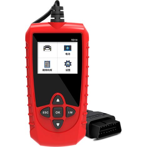 Ortviai Lecteur de codes diagnostics OBD2 V314 pour voiture, compatible 9 protocoles, écran TFT 1,8", rouge (1/5)