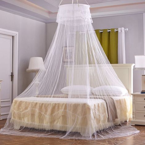 Moustiquaire Grand Lit Dme 2.5mx9mx0.6m Moustiquaire Ciel de Lit Blanc Filet Anti Moustiquaire Lit 1 Place / 2 Places Moustiquaire à Suspendre Maille Fine pour Enfant Chambre Voyage (1/4)