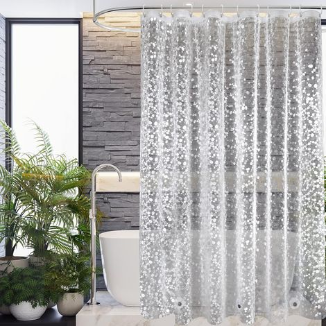 1 Rideau de douche, 180x190 cm, Matériau EVA, Anti-moisissure, Imperméable, Avec aimants et anneaux, Pour salle de bain (1/5)