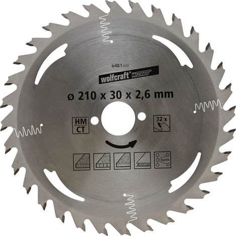 Wolfcraft Kreissägeblatt Ø 210 mm Bohrung Ø 30 mm 32 Zähne Kreissägeblatt