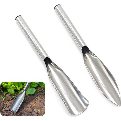 Truelle à rempoter et à bêcher - Ensemble de truelle de jardin - Rempotage des plantes - Manche ergonomique - 31 cm - Argent (1/5)