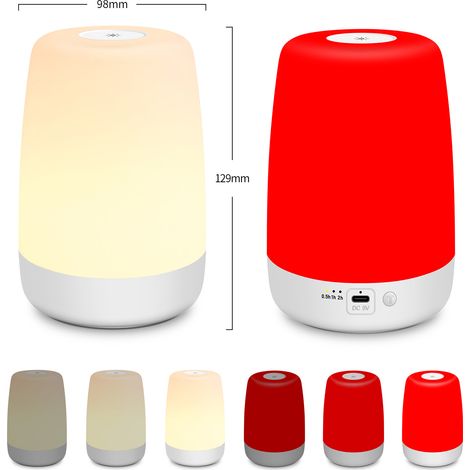 Lampe à lumière blanche chaude, 1-2,5 W - lumière rouge 670 nm, favorise le sommeil et peut être utilisée comme veilleus (1/5)