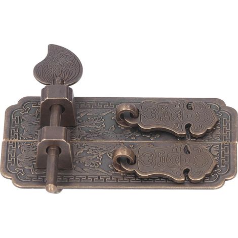 Ferrures en laiton antique, poignées de porte d'armoire en laiton antique à barre droite, serrures de porte d'armoire et de bibliothèque avec loquets. (1/5)