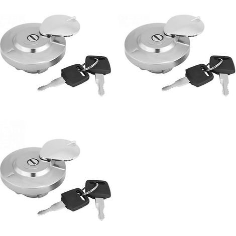 Lot de 3 bouchons de réservoir d'essence en aluminium pour moto, avec 2 clés, compatibles avec Honda Magna Shadow VLX VT 600 et Rebel 250. (1/5)