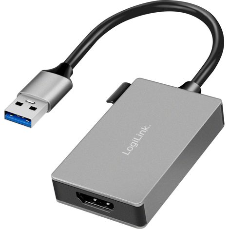 Adattatore da USB 3.0 a HDMI Full HD 1080p LogiLink 0,15 m Grigio Adattatore da USB-A/M a HDMI-A/F (1/3)