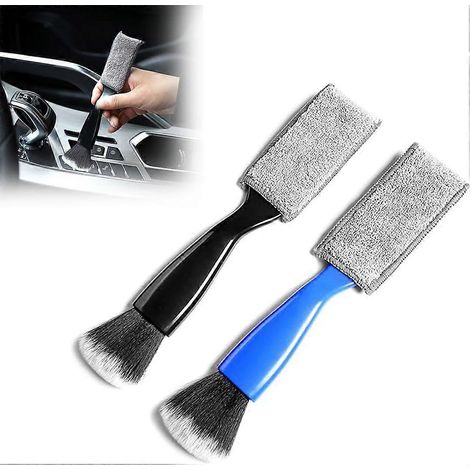 Kit de nettoyage auto 2 en 1, brosse double tête pour l'intérieur et le tableau de bord, comprenant une brosse pour le nettoyage des sièges et du tableau de bord. (1/5)