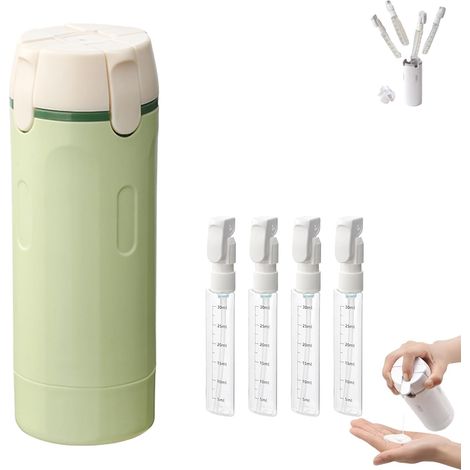 Flacons Distributeurs De Voyage 4 En 1, Conteneurs De Voyage Portables Pour Shampooing, Lotion, Après-Shampoing - Flacons Compressibles Rechargeables, étanches Pour Articles De Toilette (B) (1/5)