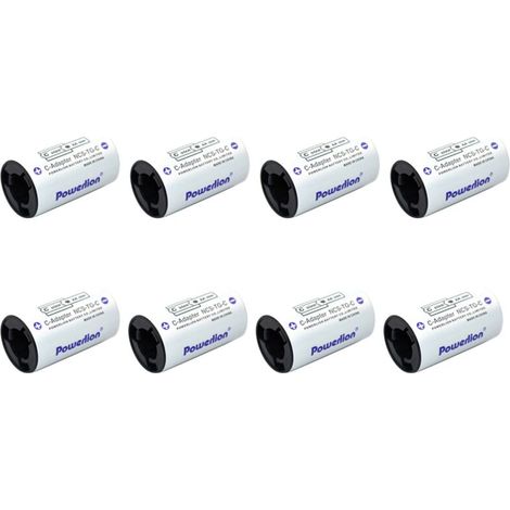 Adaptadores de pilas tipo C, convertidores de pilas AA a espaciadores, paquete de 8 (1/4)