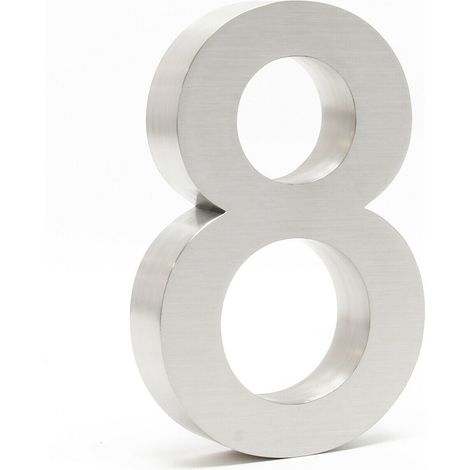 Plaque numéro de maison "8" acier fin 20 cm arial 3d matériel de montage (1/5)