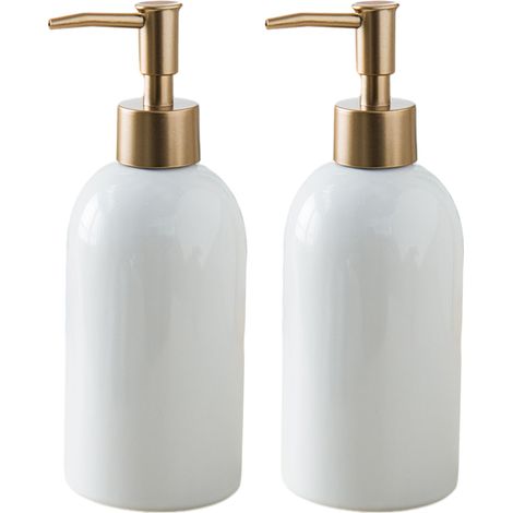 Bio-Flüssigseifenspender, nachfüllbare Keramikflasche, minimalistisches Design, weiß. – AquaForge (1/5)