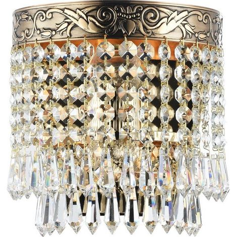 Plafonnier plafonnier lampe cristal lampe de salon lumière métal doré E27 (1/4)