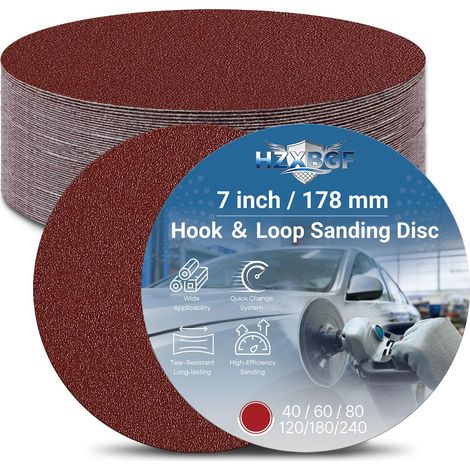 Disques Abrasifs 180mm, 30 Pièces Papier Abrasif à Crochet et Boucle (1/5)