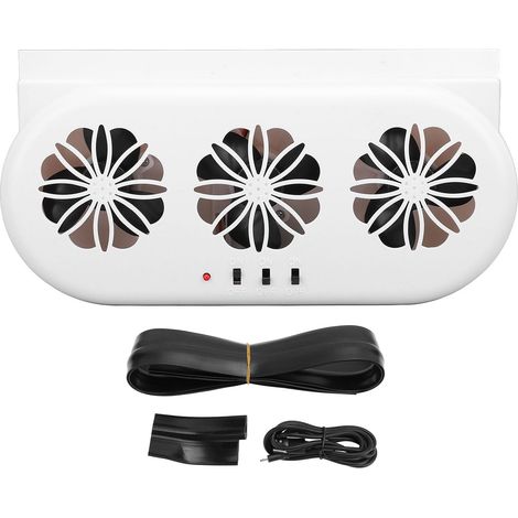 Ortviai Ventilateur d'échappement solaire pour voiture, 5000 tr/min, interface USB, blanc, circulation d'air