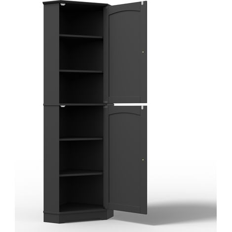 Armario rinconero 2 puertas, estantes MDF ajustables, 42 x 42 x 166 cm, negro MODENUIT (1/5)