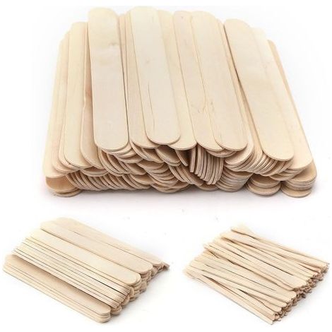 Lot de 300 spatules en bois - Spatules en bois - Bâtonnets en bois - Bâtonnets en bois - Pour le bricolage, l'épilation, les traitements ou le travail du bois (1/5)