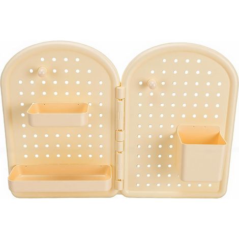 Corner Wall-Mounted Pegboard Organizer for Students, Home Office Modular Multi-Hole Design, Adhesive Hooks Without Drilling, Plastic Desk Organizer for (1/5)