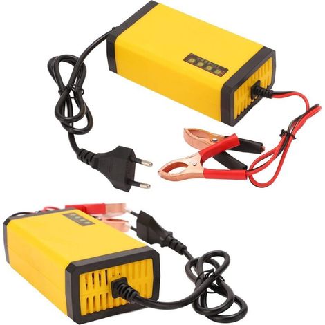 Chargeur de batterie intelligent 12 V avec écran LCD pour voiture, tondeuse à gazon, moto, bateau (1/4)
