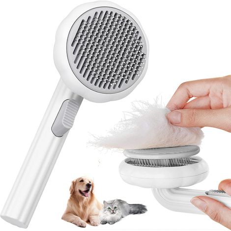 Brosse auto nettoyante pour chat et chien poils courts ou longs modèle citrouille avec éjection des poils (1/5)