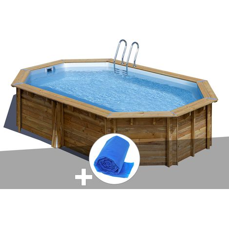 Kit piscine bois Gré Vermela 6,72 x 4,72 x 1,46 m + Bâche à bulles