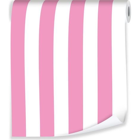 Papier peint à rayures roses pour une décoration moderne des murs du salon ou de la chambre à coucher – rouleau 0,5 x 10 m, papier peint intissé écologique Wallarena