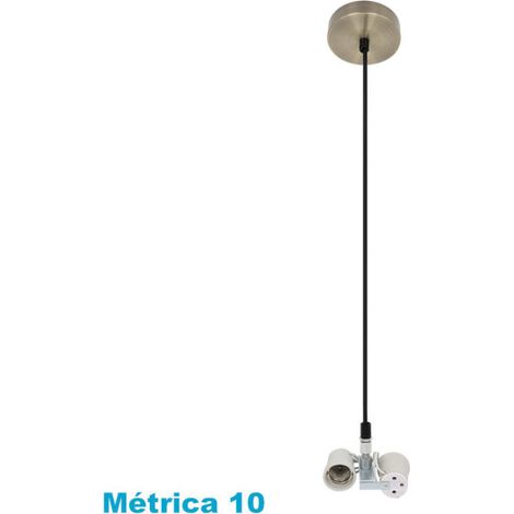Arm. pendente viso 2xe27 pelle m10 regx10x10 cm