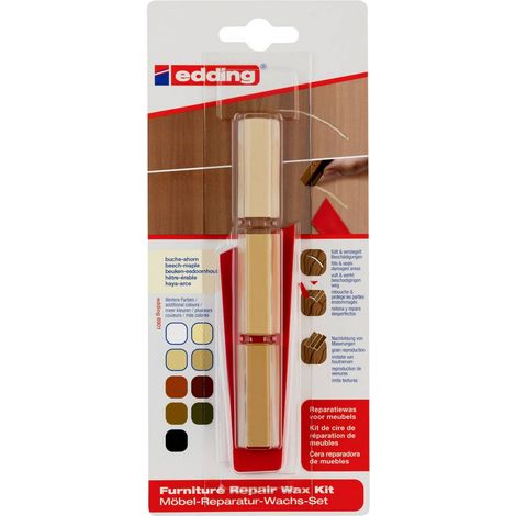 Edding - Kit de 3 cires molles pour meubles E8901 hêtre-érable - pour remplir et réparer les petits défauts, rayures et chocs (1/2)