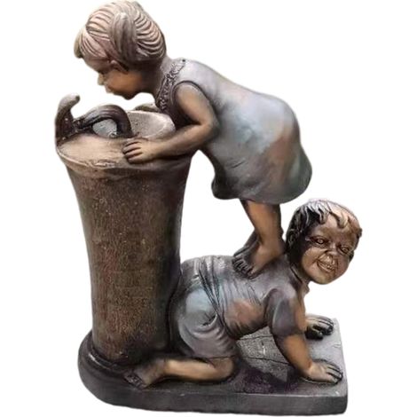 Statue De Jardin - Fontaine Enfant Garçon Et Fille Avec Éclairage Nocturne - Décoration Extérieure - 1 Pièce (1/5)