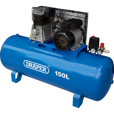 Draper 150L 2.2kW (3HP) Belt-Driven Stationary Air Compressor – 150L Capacity, 230V, Model 55304 (1/5)