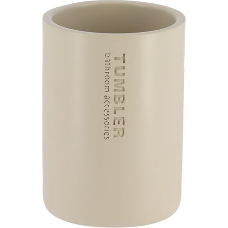 Gobelet et Porte brosse à dents en résine Beige - TENDANCE (1/2)