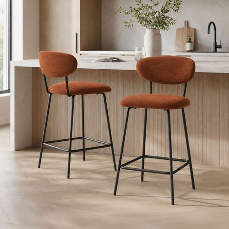 Lot de 2 chaises de bar 45x42x95 cm en tissu terracotta - SORYA (1/5)