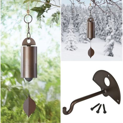 Carillon éolien en métal à motif de feuilles antiques, style rétro, pour décoration intérieure et extérieure (L) (1/5)